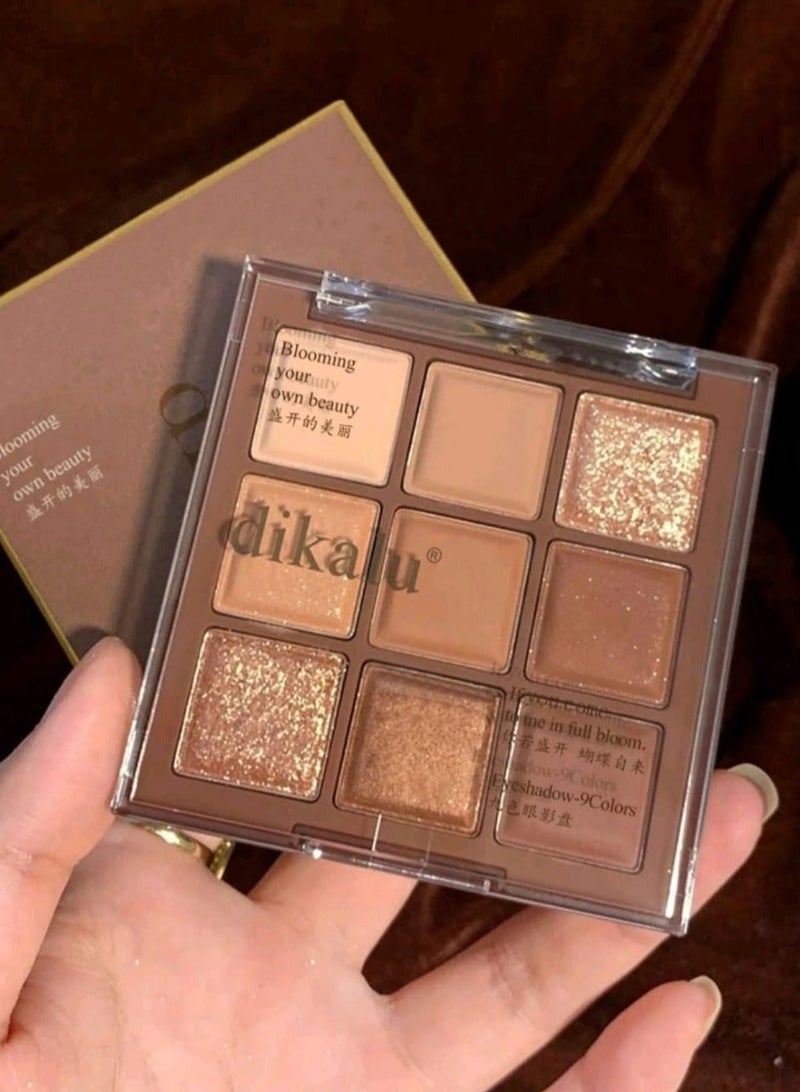 لوحة ظلال عيون مكونة من 9 ألوان، بودرة تلطيخ لامعة وغير لامعة